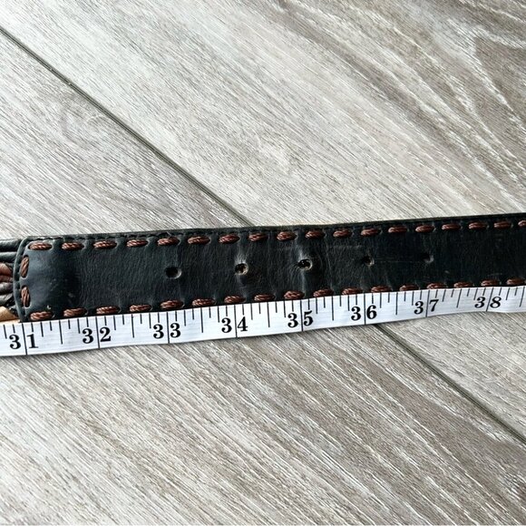 VINTAGE BRIGHTON BROWN BLACK TAN CAMEL BRAIDED LEATHER WESTERN BELT - Picture 12 of 14